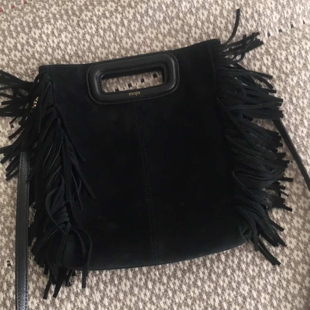 Maje Mini M bag black suede!!